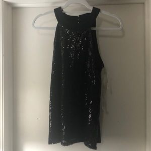 NWT Black sequin halter shirt M